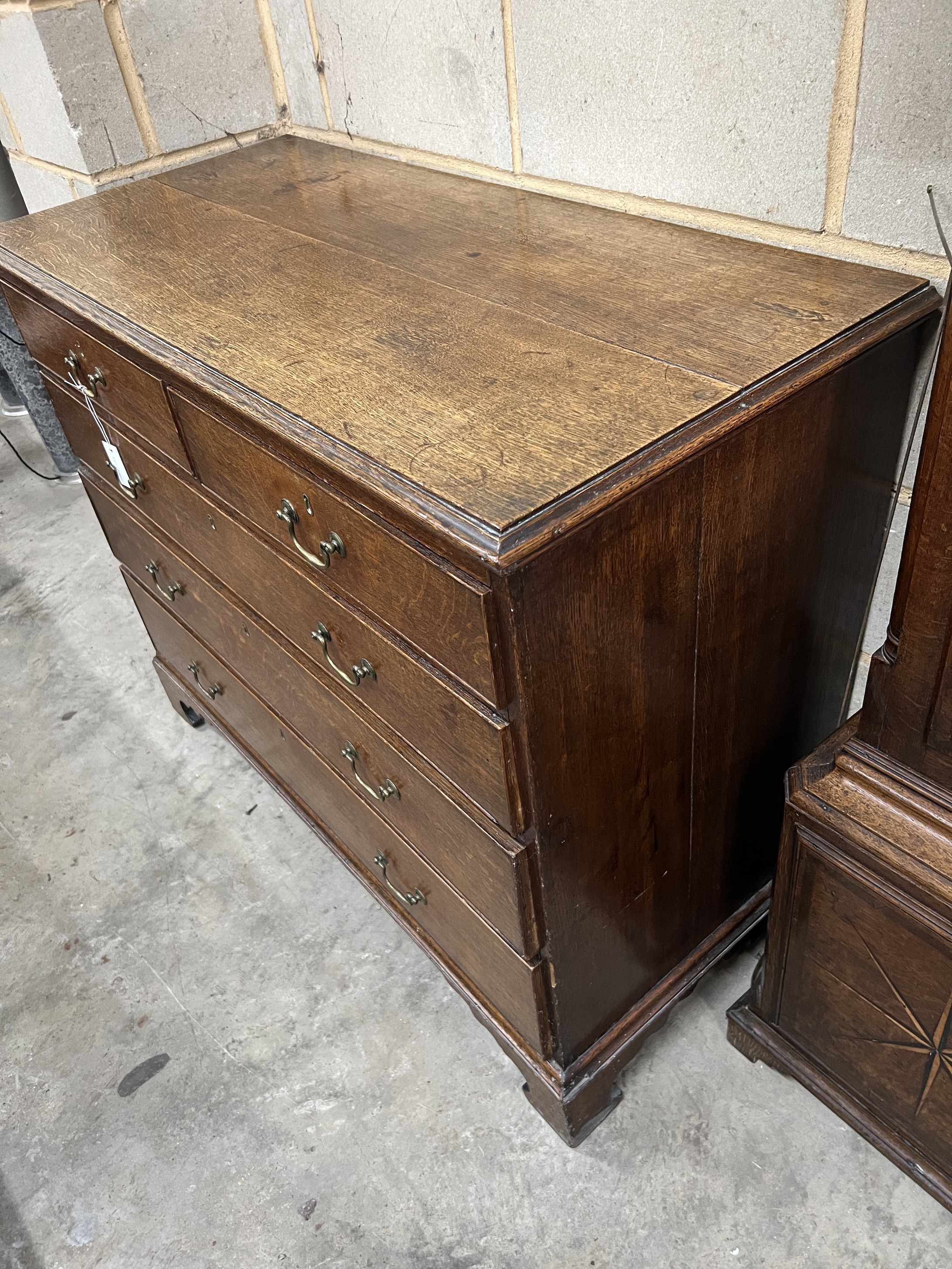 A George III oak chest, width 116cm, depth 53cm, height 94cm